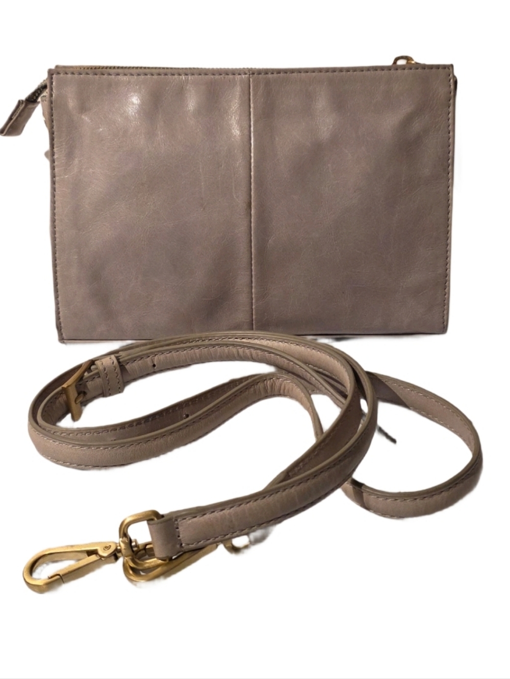HOBO The Original Light Gray Leather Convertible Crossbody Clutch 9x6x1.25 Strap